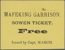 Thematik: Pfadfinder / Boy Scouts: 1900, Mafeking. Scarce Yellow SOWEN TICKET Issued By Capt. March. - Other & Unclassified