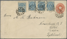 GA Dänemark - Stempel: SKODSBORG: 1882 (ca.), Stat. Envelope 8öre Red Uprated With 20öre Blue And 4öre Grey/blue - Macchine Per Obliterare (EMA)