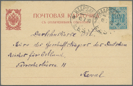 Br Estland: 1918, Freimarke: Wertzahl Mit Münzangabe 15 K Auf Russischer Doppel-Ganzsachenkarte Von "HAAPSALU 15. - Estonia