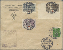Br Thematik: Pfadfinder / Boy Scouts: 1934, Finland. DRUMSO Boy Scout Camp Cancels And Cachet With Complete Red Cross Se - Other & Unclassified