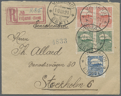 Br Estland: 1920, 2,50 M, And Pairs Of 41 M And 25 P, All With PRIVATE POSTMASTER PERFORATION On Registered Cover - Estonia