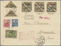 Br Estland: 1923, Flugpostmarken, 5 Stück Mit Zusatzfrankatur Auf Einschreibe-Flugbrief Von "TALLINN -4 12 24 * D - Estonia