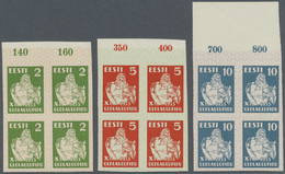 ** Estland: 1933. Proofs In Margin Blocks Of 4 For Complete Set "Tenth National Song Festival". Mint, NH. Cerfica - Estonia
