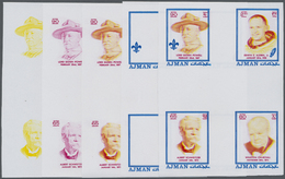 ** Thematik: Pfadfinder / Boy Scouts: 1971, Ajman. Extraordinary Progressive Color Proofs (5 Phases) In Cross Gutter Pai - Other & Unclassified