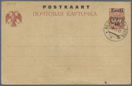 GA Estland - Ganzsachen: 1918, Local Stationery Card With Overprinted Value "10" On 5 Kop. And "Eesti (Rakwere) I - Estonie