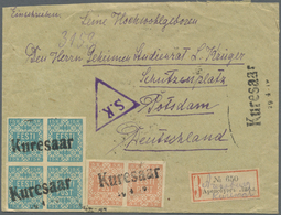 Br Estland - Stempel: 1919, "KURESAAR" Black One-liner On 3 K Pair And 15 K Block Of Four (two Stamps Fallen Off) - Estonia