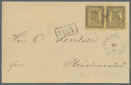 Br Finnland: 1866, 10 Pen. Black On Ordinary Brown-yellow Paper, Perf. I / A (1873) In Horizontal Pair (few Short - Covers & Documents