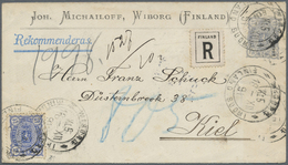 GA Finnland: 1891 25 P. Auf GSU 25 P. Als R.-Brief Von "WIBORG" Nach Kiel/Deutschland, Attraktives Stück Mit Vds. - Covers & Documents