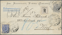 GA Finnland: 1891 25 P. Auf GSU 25 P. Als R.-Brief Von "WIBORG" Nach Kiel/Deutschland, Attraktives Stück Mit Vds. - Storia Postale