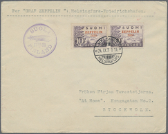 Br Finnland: 1930, Zeppelin 10 M., Horizontal Pair, Left Stamp With Overprint Error "ZEPPELIN 1830" (instead Of 1 - Storia Postale