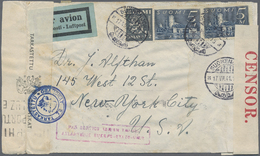 Br Finnland: 1941. Air Mail Envelope Addressed To New York Bearing Finland Yvert 153, 5m Indigo (2) And Yvert 222 - Covers & Documents