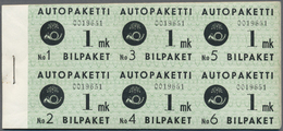 ** Finnland - Auto-Paketmarken: 1949. Complete Stamp Booklet Containing 10 Panes à 6 Stamps "AUTOPAKETTI 1mk" Of - Bus Parcels / Colis Par Autobus / Pakjes Per Postbus
