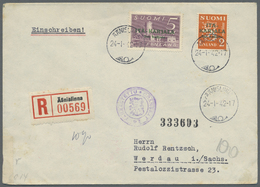 Br Finnland - Finn. Besetzung: Ostkarelien: 1942 (24.1.), Wappen 2 M. Und Freimarke 5 M. Jeweils Mit Grünem Aufdr - Other & Unclassified