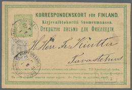 GA Finnland - Ganzsachen: 1878, Postal Stationery Card 8p Green Upgraded With Yvert 13a, 2p Grey Tied By 'Einska - Postal Stationery