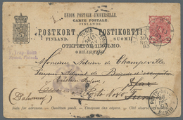 GA Finnland - Ganzsachen: 1893. Postal Stationery Card 10p Rose (stains And Toned) Cancelled By Nystad Date Stamp - Postal Stationery