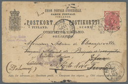 GA Finnland - Ganzsachen: 1893. Postal Stationery Card 10p Rose (stains And Toned) Cancelled By Nystad Date Stamp - Interi Postali