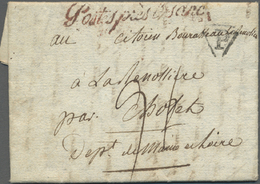 Br Frankreich - Vorphilatelie: 1798, POSTES PRÈS LES ANC., Manuscript Type Red Single-line Along With Triangular - 1792-1815: Conquered Departments