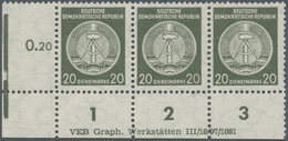 ** DDR - Dienstmarken A (Verwaltungspost B): 1954, Dienstmarke 20 Pf Schwarzgelboliv, Zirkelbogen Nach - Other & Unclassified