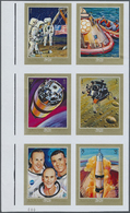 ** Thematik: Raumfahrt / Astronautics: 1970, Ajman. Complete Set APOLLO 13 (6 Values) In An Imperforate, Collective Proo - Other & Unclassified