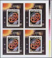 ** Thematik: Raumfahrt / Astronautics: 1971, Ajman. Imperforate, Collective Proof Sheet In Issued Colors Of 4 Souvenir S - Autres & Non Classés