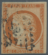 O Frankreich: 1850, Ceres 40 C Orange Mit Retusche: Größere "40" Von 40 C, Gestempelt, Rückseitig Fehlerhaft, Op - Used Stamps