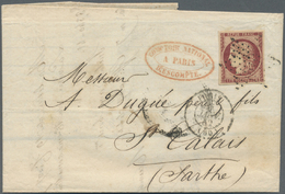 Br Frankreich: 1849, 1 Franc Carmine, Good To Large Margins, Single Franking On Complete Folded Letter Cover From - Used Stamps