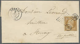 Br Frankreich: 1856, 10c. Bistre "Empire Nd", Single Franking On Near-distance Lettersheet Written At "Olizy 1 Fe - Oblitérés