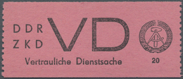 ** DDR - Dienstmarken D (Vertrauliche Dienstsachen): 1965, Aufkleber VD 20 (Pf) Schwarz Auf Hellrosa, P - Other & Unclassified