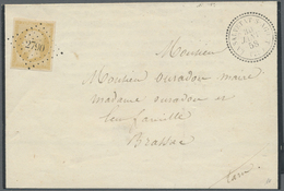 Br Frankreich: 1858, 10 Cent. Napoleon Yellow Brown With Perfect Point Numeral "2790" LA SLAVETAT-S-AGONIT On Mou - Oblitérés