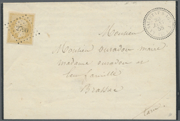 Br Frankreich: 1858, 10 Cent. Napoleon Yellow Brown With Perfect Point Numeral "2790" LA SLAVETAT-S-AGONIT On Mou - Usati