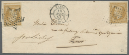 Br Frankreich: 1857, 10c. Bistre "Empire Nd" On Local Lettersheet From Paris, Oblit. By Etoile And C.d.s. "PARIS - Used Stamps