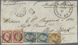 (*) Frankreich: 1854, Nice Cut Out With High 2,60 Francs Franking For An Overseas Letter From Paris To New York. T - Used Stamps