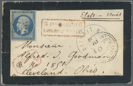 Br Frankreich: 1862, 20c. Blue "Empire Nd", Single Franking On Mourning Cover To Cleveland/Ohio, Oblit. By (illeg - Oblitérés