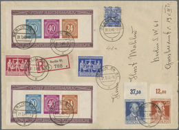 Br Berlin - Vorläufer: 1948: Umschlag Ca. 21 X 15 Cm. Als Ortsbrief Einschreiben Mit Beiden Blöcken Flü - Covers & Documents