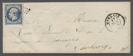 Br Frankreich: 1854, 20 C. Blau, Auf Kleinformatigen Brief (voller Inhalt), Mit NS "2164", Ng. K2 "MORLAIX 17/NOV - Used Stamps