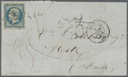 Br Frankreich: 1854, 25c. Blue "Empire Nd", Single Franking On Lettersheet From Gray To Metz, Clearly Oblit. By P - Used Stamps