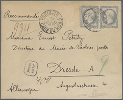 Br Frankreich: 1895, 20c. Empire Nd., ESSAY In Slate, Horiz. Pair Postally Used On Registered Cover From "PARIS G - Used Stamps