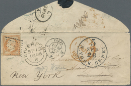 Br Frankreich: 1856, 40 C Orange Napoleon, Single Franking On Envelope From PARIS, 16 AOUT 56, Addressed To Liver - Oblitérés