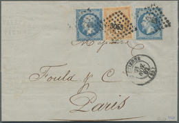 Br Frankreich: 1853, Napoléon 40 C. Orange, Good To Wide Margins All Around And Two Single Stamps Napoléon Perf. - Oblitérés
