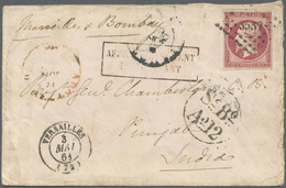 Br Frankreich: 1861. Envelope (creases And Stains) Written From France Addressed To The Punjab, Lndia Bearing Fre - Used Stamps