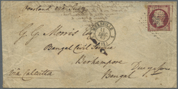 Br Frankreich: 1857, 80c. Carmine "Empire Nd", Strongly Cut Into At Two Sides And Part Of Adjoining Stamps At Oth - Usati