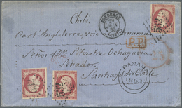Br Frankreich: 1863, 80c. Rose "Empire Nd", Three Copies On Lettersheet With Complete Message (written In Spanish - Oblitérés