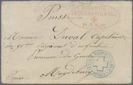 Br Thematik: Rotes Kreuz / Red Cross: Ca. 1870 Schweiz Brief Mit Roten Stempel "AGENCE INTERNATIONALE BÁLE" (mit Roten K - Croix-Rouge