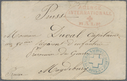 Br Thematik: Rotes Kreuz / Red Cross: Ca. 1870 Schweiz Brief Mit Roten Stempel "AGENCE INTERNATIONALE BÁLE" (mit Roten K - Red Cross