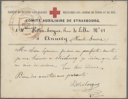 Br Thematik: Rotes Kreuz / Red Cross: 1870 Straßburg Vordruckkarte Des Roten Kreuzes "Société De Secours Aux Blessés Mil - Croix-Rouge