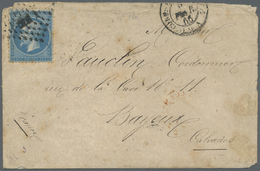 Br Frankreich: 1866, 20 C Blue On Cover To Calvados Cancelled With Lozenge Stamp "CEMA" And Besides "CORPS EXP. M - Used Stamps