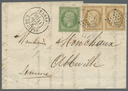 Br Frankreich: 1871, 10c. Bistre "Siege" Horiz. Pair And Single 5c. Green "Empire Dt" On Lettersheet Clearly Obli - Used Stamps