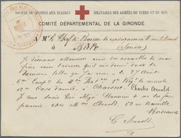 Br Thematik: Rotes Kreuz / Red Cross: 1871, Rotkreuz-K2 "SOCIETE DES SECOURS AUX BLESSES MILITAIRES GIRONDE" Auf Rotkreu - Croix-Rouge