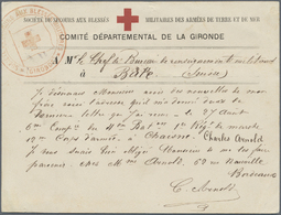 Br Thematik: Rotes Kreuz / Red Cross: 1871, Rotkreuz-K2 "SOCIETE DES SECOURS AUX BLESSES MILITAIRES GIRONDE" Auf Rotkreu - Croce Rossa