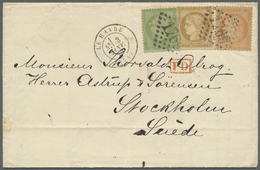 Br Frankreich: 1872, 5c. Green "Empire Dt.", 40c. Orange "Siege" And 15c. Bistre "small Cipher" (slight Unobstrus - Used Stamps
